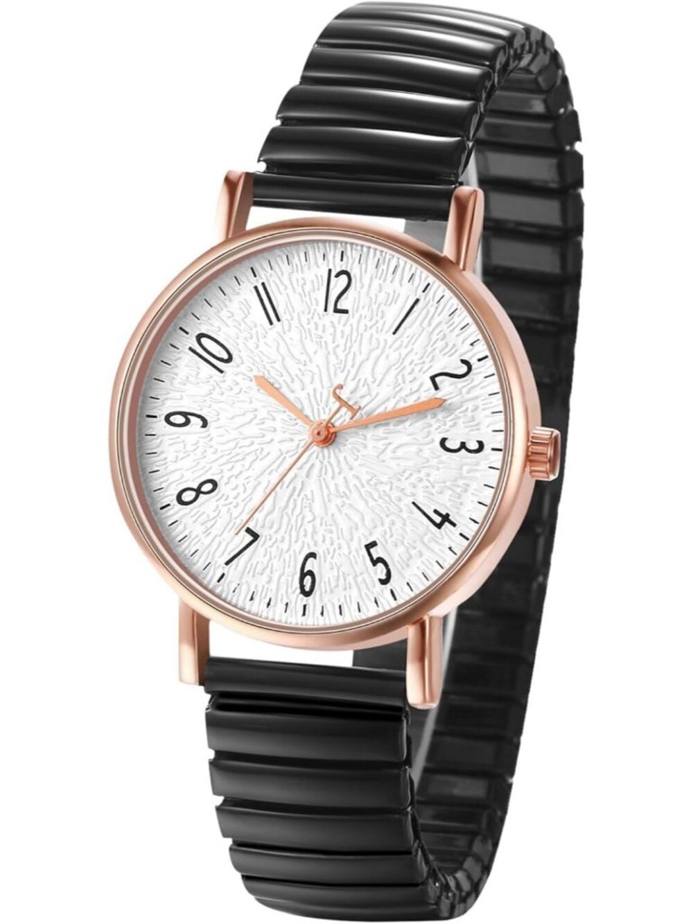 Women's Black Analog Quartz Elastic Strap Arabic Numerals Waterproof Wrist Watch